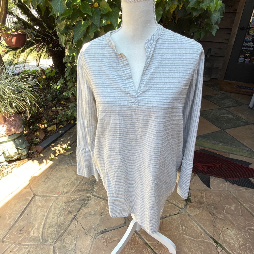 Madewell Light Gray Striped Split-Neck Tunic - image 8
